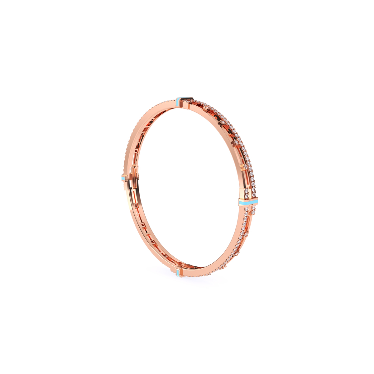 Stylish Round Diamond Two Row Bangle